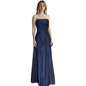 GUNNE SAX Jessica McClintock Blue Sparkle Strapless Formal Holiday Gala NYE Gown